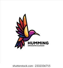 humming bird mascot illustration logo design