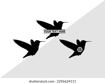 Humming Bird Monogram Vector Illustration Silhouette