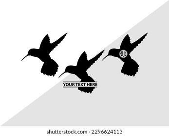Humming Bird Monogram Vector Illustration Silhouette svg