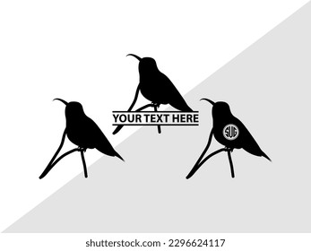 Humming Bird Monogram Vector Illustration Silhouette