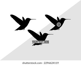 Humming Bird Monogram Vector Illustration Silhouette