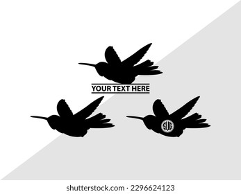 Humming Bird Monogram Vector Illustration Silhouette