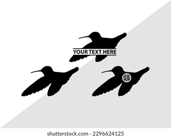 Humming Bird Monogram Vector Illustration Silhouette