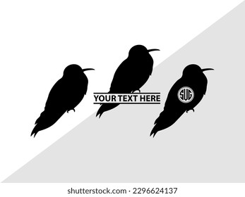 Humming Bird Monogram Vector Illustration Silhouette
