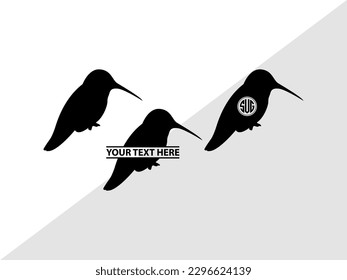 Humming Bird Monogram Vector Illustration Silhouette