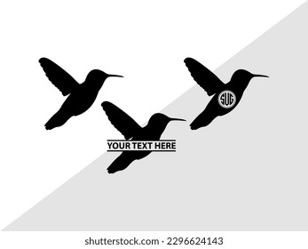 Humming Bird Monogram Vector Illustration Silhouette