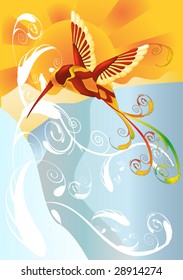 humming bird and an orchid