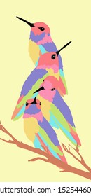 Humming Bird with Pastel Colors