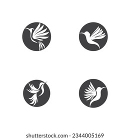 Humming bird silhouette art logo vector illustration