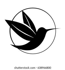 Humming bird silhouette. Isolated vector. Logo