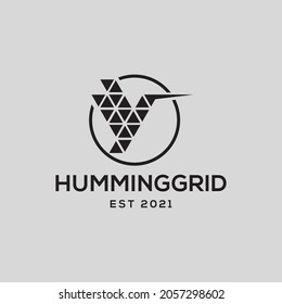 pájaro zumbido con diseño de rejilla triangular ilustración de logotipo