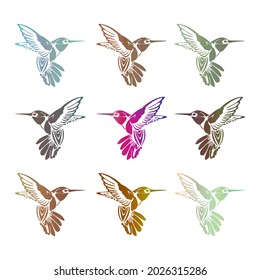 Humming Bird Vector Illustration. Colibri Bird Isolated On A White Background. Logo Of A Bird
