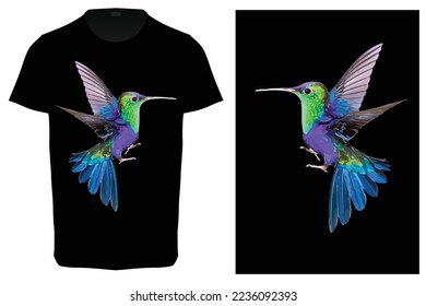 Humming bird Vector Symbol of freedom, dream, travel, imagination, T shirt design, Creative print for clothes. Template for posters textiles, apparels