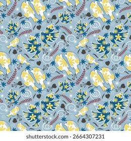 Humming Birds seamless vector pattern