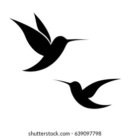 Humming birds silhouette. Isolated vector. Logo