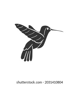 Humming Colibri Bird Icon Silhouette Illustration. Little Animal Vector Graphic Pictogram Symbol Clip Art. Doodle Sketch Black Sign.