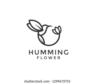 humming flower logo vector