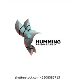 humming robot gradient logo design illustration