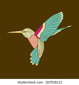 hummingbird abstract blue wing on brown background eps 10 vector