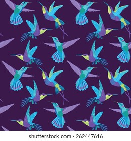Hummingbird Background - Retro seamless pattern in vector