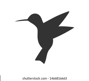 Hummingbird bird black shape icon. Vector illustration.