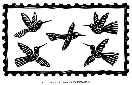 hummingbird bird collection for your design. Isolated on white background. For logos, icons, prints and designs. Vector illustration.