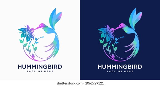 Hummingbird bird flower tropical logo