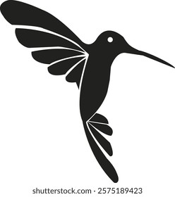 Hummingbird Birds fly Hummingbird Icon on Black and White Vector silhouettes Backgrounds 