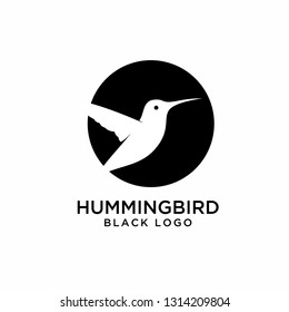 hummingbird black flat circle logo icon designs vector illustration