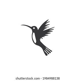 Un vector de icono negro de Hummingbird sobre un fondo blanco