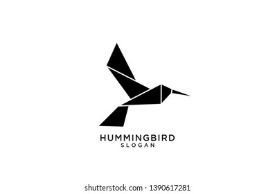 hummingbird black isolated logo origami abstract polygon icon designs vector illustration flat