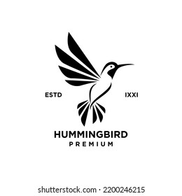 Icono de diseño del logotipo de la silueta negra de Hummingbird