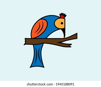 Hummingbird cartoon icon, vector on a blue background. vector illustration
