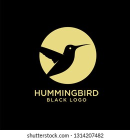 hummingbird circle gold logo icon designs vector illustration