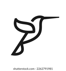 hummingbird colibri bird logo icon line abstract outline monoline vector illustration