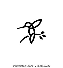 hummingbird colibri bird logo icon line abstract outline monoline vector illustration