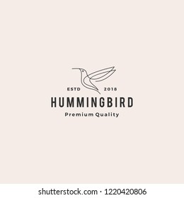 hummingbird colibri bird logo line outline monoline vector icon illustration