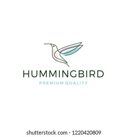 hummingbird colibri bird logo line outline monoline vector icon illustration