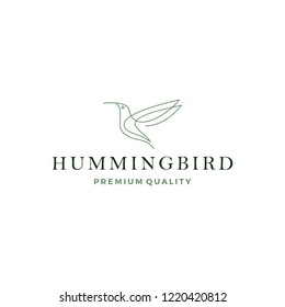 hummingbird colibri bird logo line outline monoline vector icon illustration