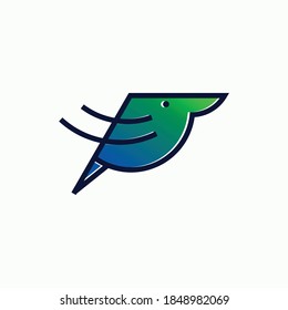 hummingbird colibri bird logo line outline monoline vector icon illustration