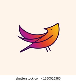 hummingbird colibri bird logo line outline monoline vector icon illustration