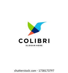 comingbird colibri logo de ave icono vectorial en estilo geométrico de moda