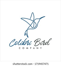 Hummingbird Colibri Bird Simple Mono Line Logo Design Vector Image