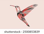 Hummingbird colibri blend line art 3d vector illustration