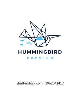 hummingbird colibri geometric polygonal tech logo vector icon illustration