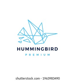 hummingbird colibri geometric polygonal tech logo vector icon illustration