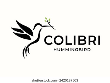 ilustración de diseño del vector del logotipo de colibri colibri