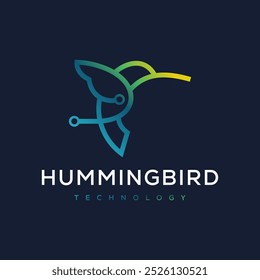 Hummingbird Colibri Logo Plantilla, Tecnología, Inteligente, Futuro, Diseño de Logo Vector.