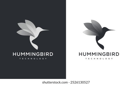 Hummingbird Colibri Logo Plantilla, Tecnología, Inteligente, Futuro, Diseño de Logo Vector.