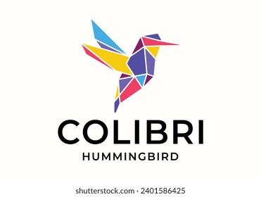 imagen de diseño del icono del logotipo del mosaico colibri de comingbird